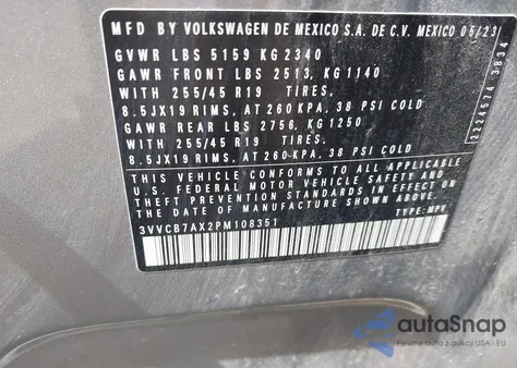 2023 Volkswagen Tiguan 2.0T Se R-Line Black z USA, uszkodzony, nr VIN 3VVCB7AX2PM108351